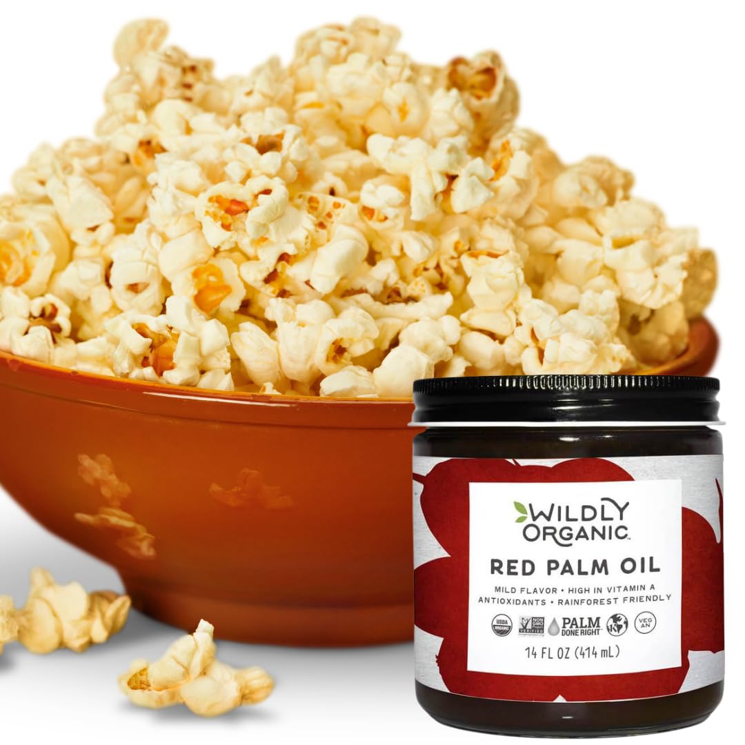 Wildly Organic red palm oil label close-up showing RSPO and Fair for Life