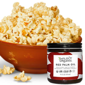 Wildly Organic red palm oil label close-up showing RSPO and Fair for Life