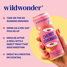 Wildwonder Cherry Lemonade can side, organic vegan ingredients