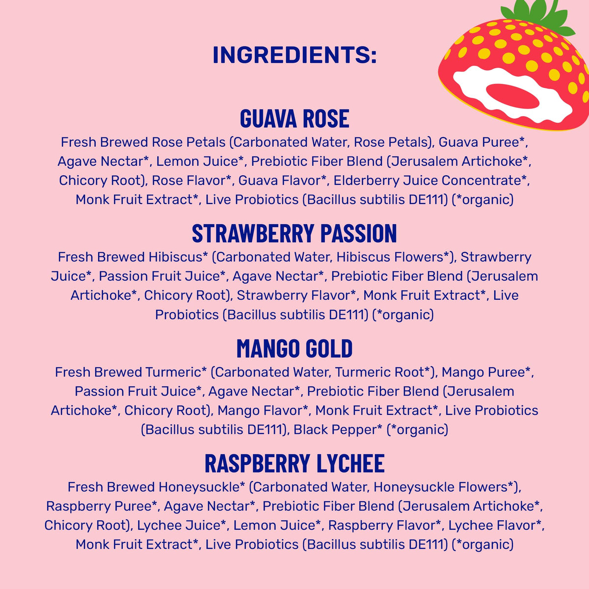 Wildwonder ingredients with fruits and herbs showcase natural flavor and quality.