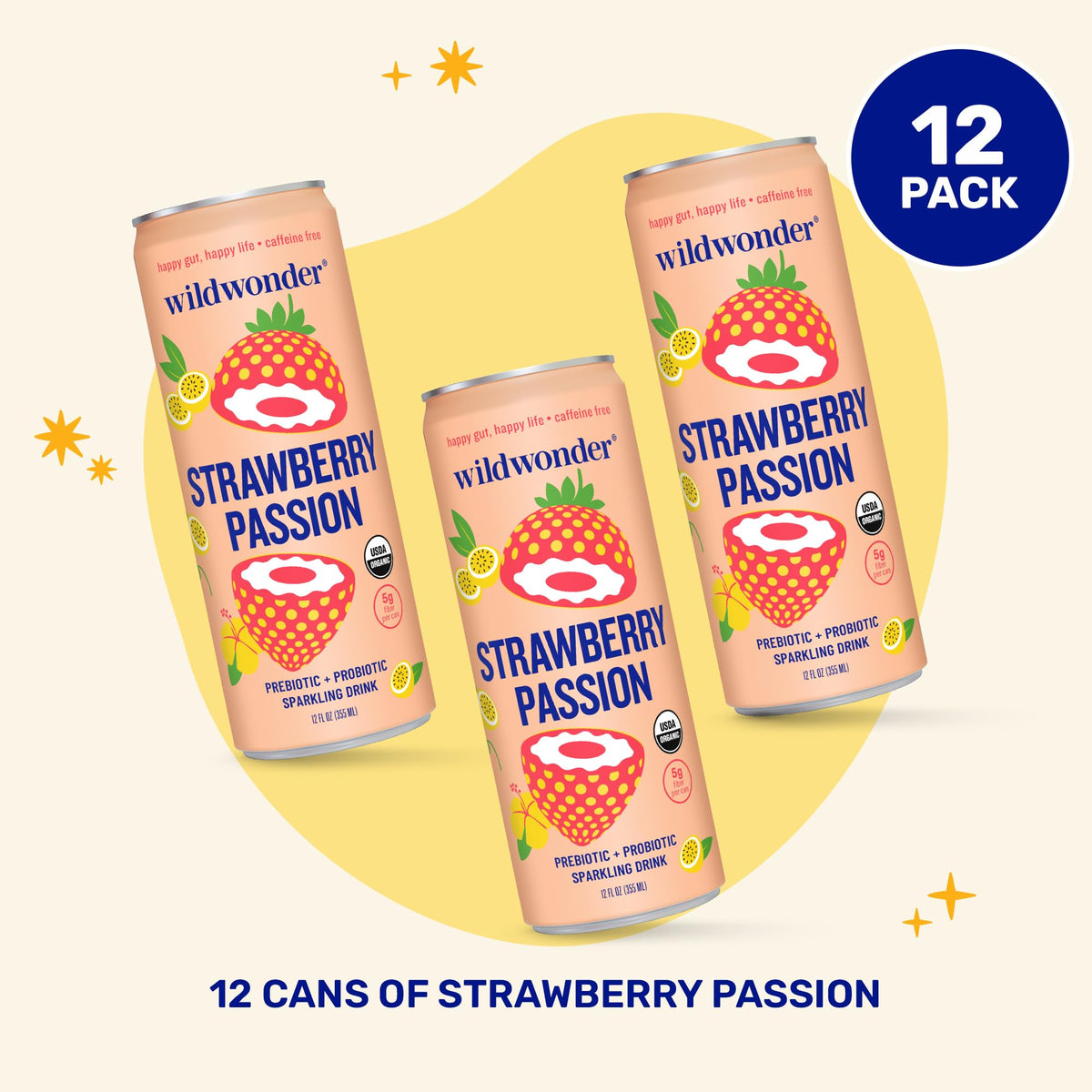 Wildwonder ingredients hibiscus strawberry visual highlights natural flavors and organic, vegan ingredients
