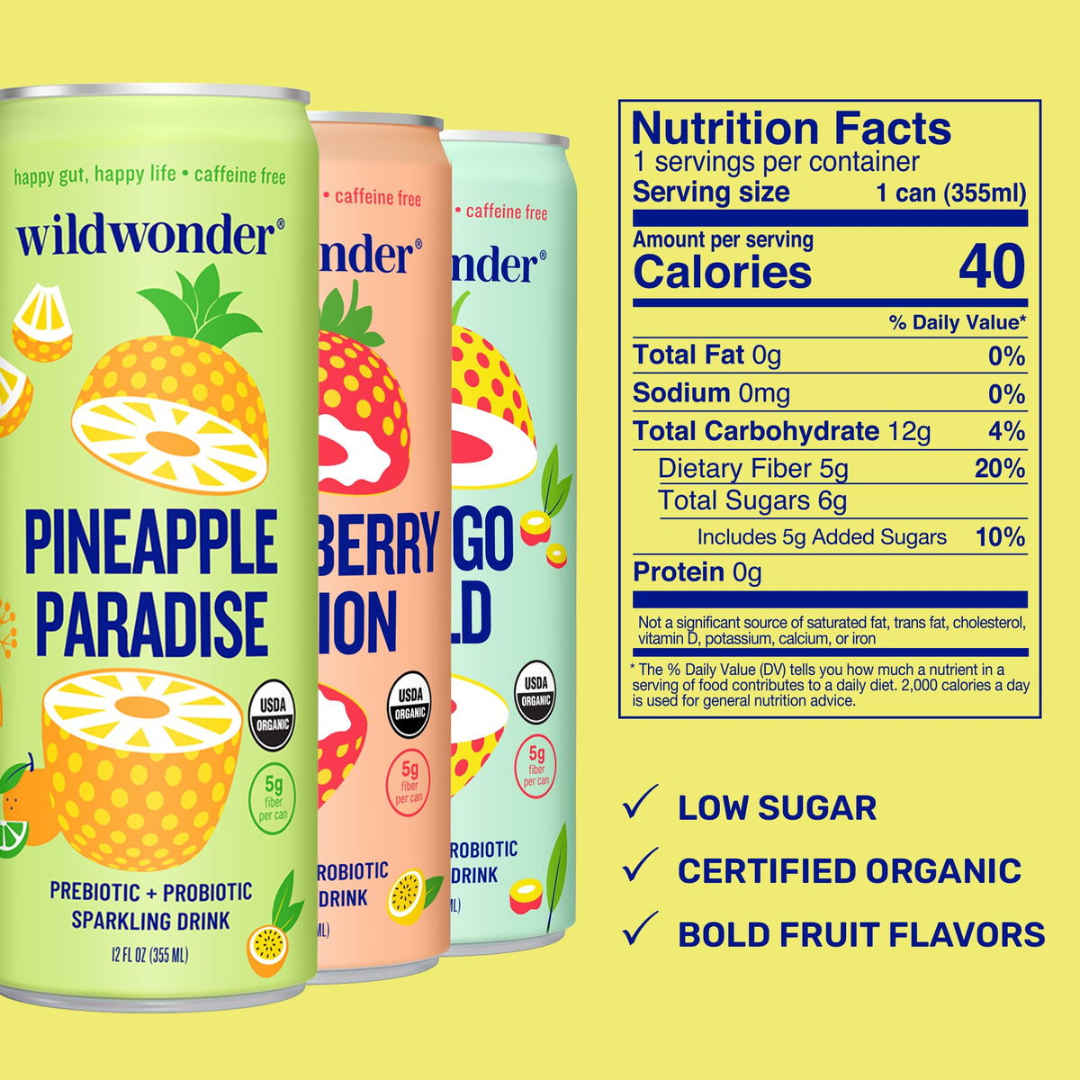 Wildwonder live probiotics ingredient close-up on label