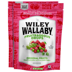 Wiley Wallaby FruitRageous Drops two-pack bag front for easy snacking