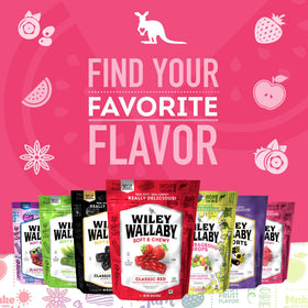 Australian licorice craftsmanship shines in this watermelon-flavored treat by Wiley Wallaby.