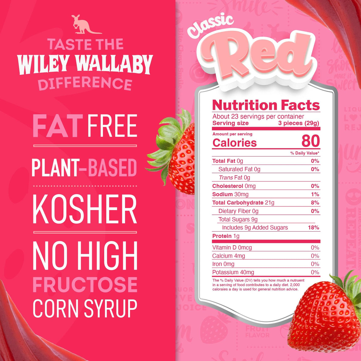 Wiley Wallaby Australian-style licorice features a soft, chewy texture for easy enjoyment.