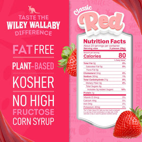 Wiley Wallaby Australian-style licorice features a soft, chewy texture for easy enjoyment.