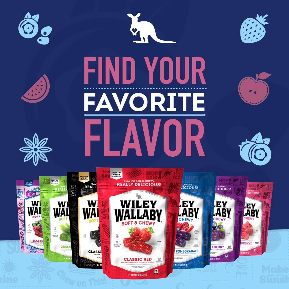 Wiley Wallaby Australian-style licorice with plant-based ingredients for mindful snacking.