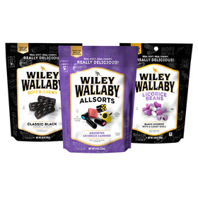 Wiley Wallaby Black Licorice Variety Candy bag—soft and chewy, perfect for sharing.