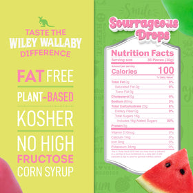 Wiley Wallaby fruitrageous drops close-up highlighting colorful candy coating