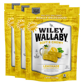 Wiley Wallaby Lemonade Licorice bites with soft, chewy texture for on-the-go snacking