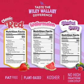 Wiley Wallaby licorice 10 oz bag with reseal, keeps flavors fresh for on-the-go snacking.
