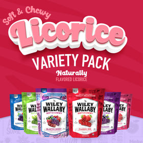 Wiley Wallaby licorice variety pack, assorted flavors for playful tastings.