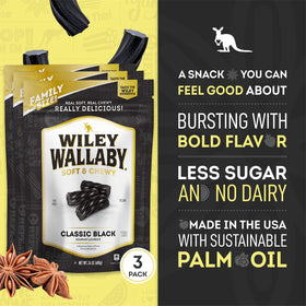 Resealable bag keeps Wiley Wallaby licorice fresh on the go.
