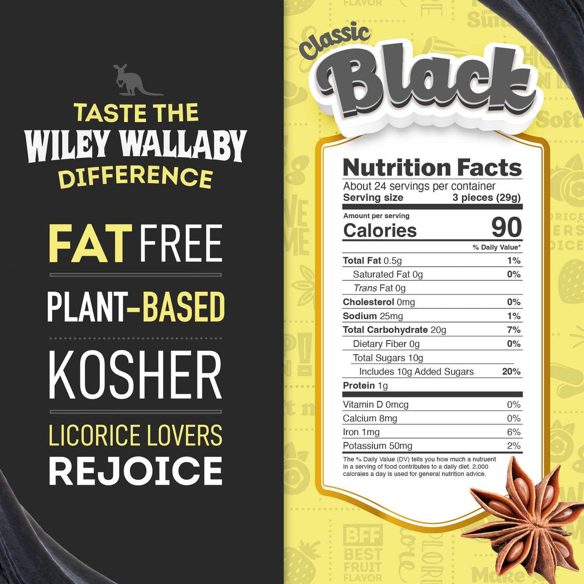 Close-up of soft, chewy Wiley Wallaby licorice chunks.