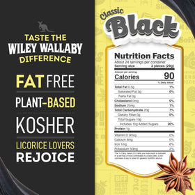 Close-up of soft, chewy Wiley Wallaby licorice chunks.