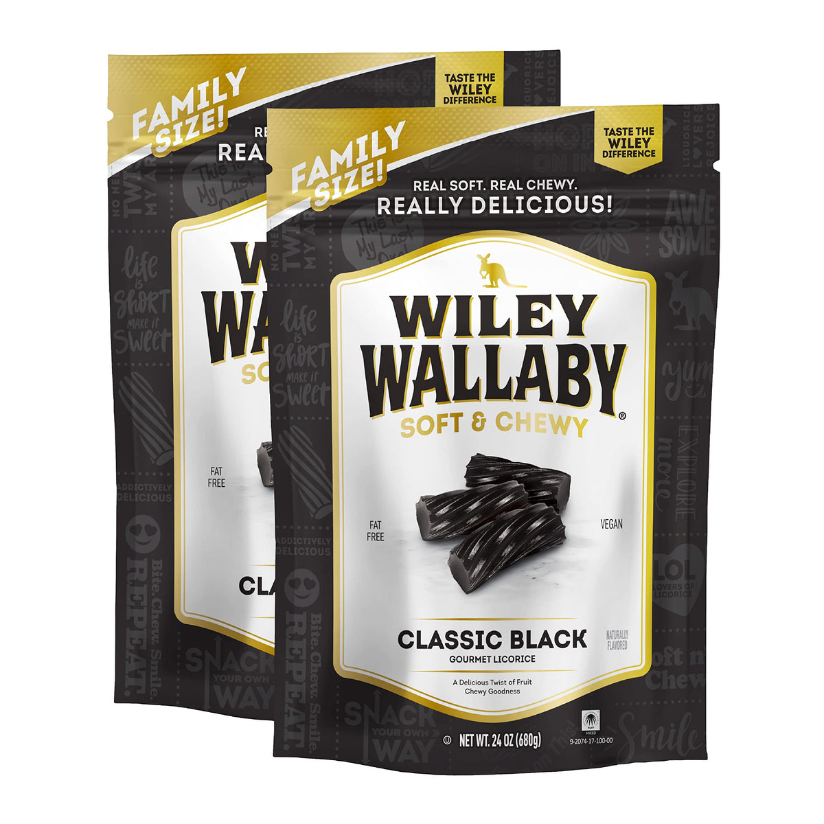 Wiley Wallaby licorice 24oz twists—soft and chewy, ideal for sharing.