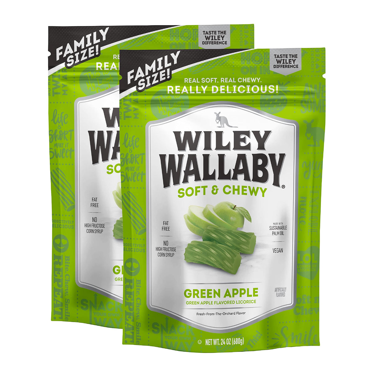 Wiley Wallaby Apple Licorice Twists 24oz bag for on-the-go snacking