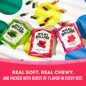 Wiley Wallaby licorice resealable bag, keeps pieces fresh for travel.