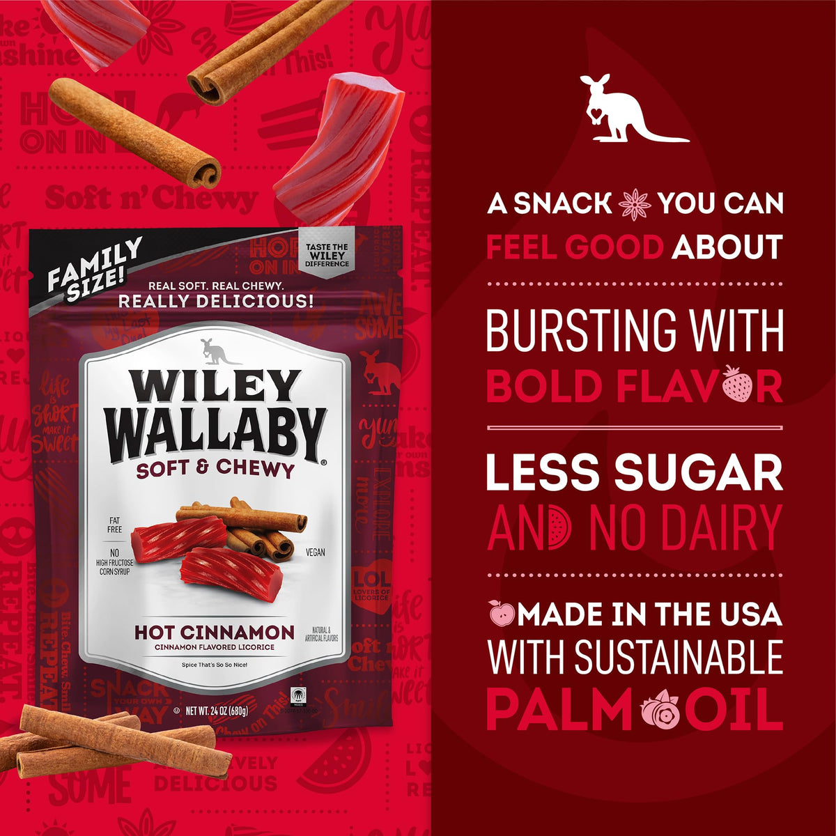 Wiley Wallaby cinnamon licorice chunks are perfect for sharing at parties.