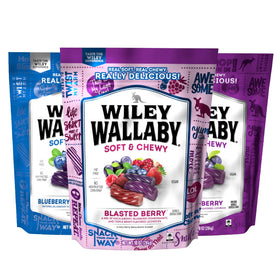 Wiley Wallaby licorice blueberry-pomegranate bites in a resealable bag for freshness