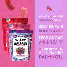 Wiley Wallaby on-the-go bag showing portable licorice for snacking