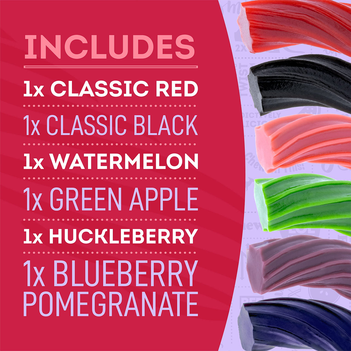 Individual licorice twists ideal for party snacks and sharing.