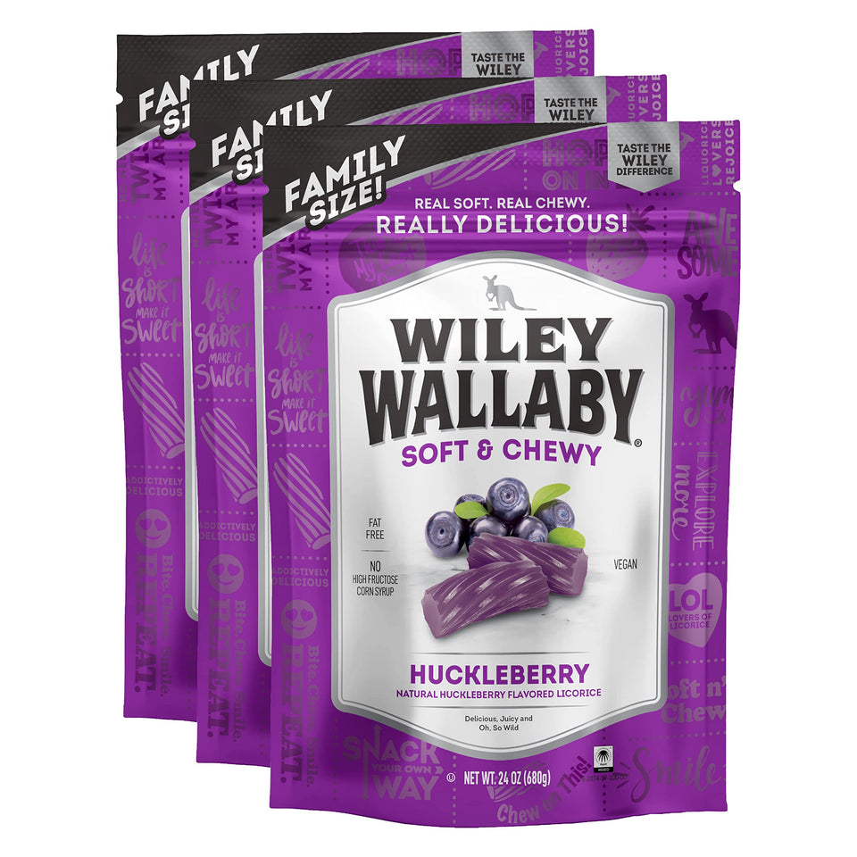 Wiley Wallaby licorice twists pack trio for convenient sharing at gatherings.
