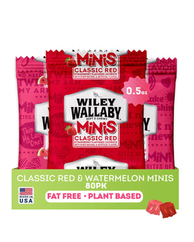 Wiley Wallaby mini licorice bites packaging shown for on-the-go enjoyment