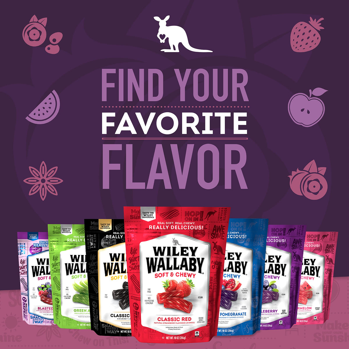 Wiley Wallaby convenient 10 oz pack is ideal for on-the-go snacking.