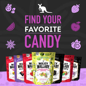 Wiley Wallaby packaging highlights black licorice aroma and chewy bite.