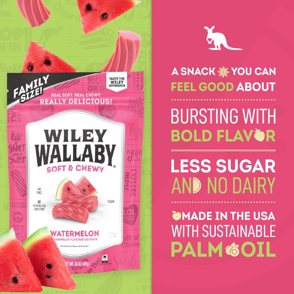 Resealable packaging keeps licorice pieces fresh between servings for easy sharing.