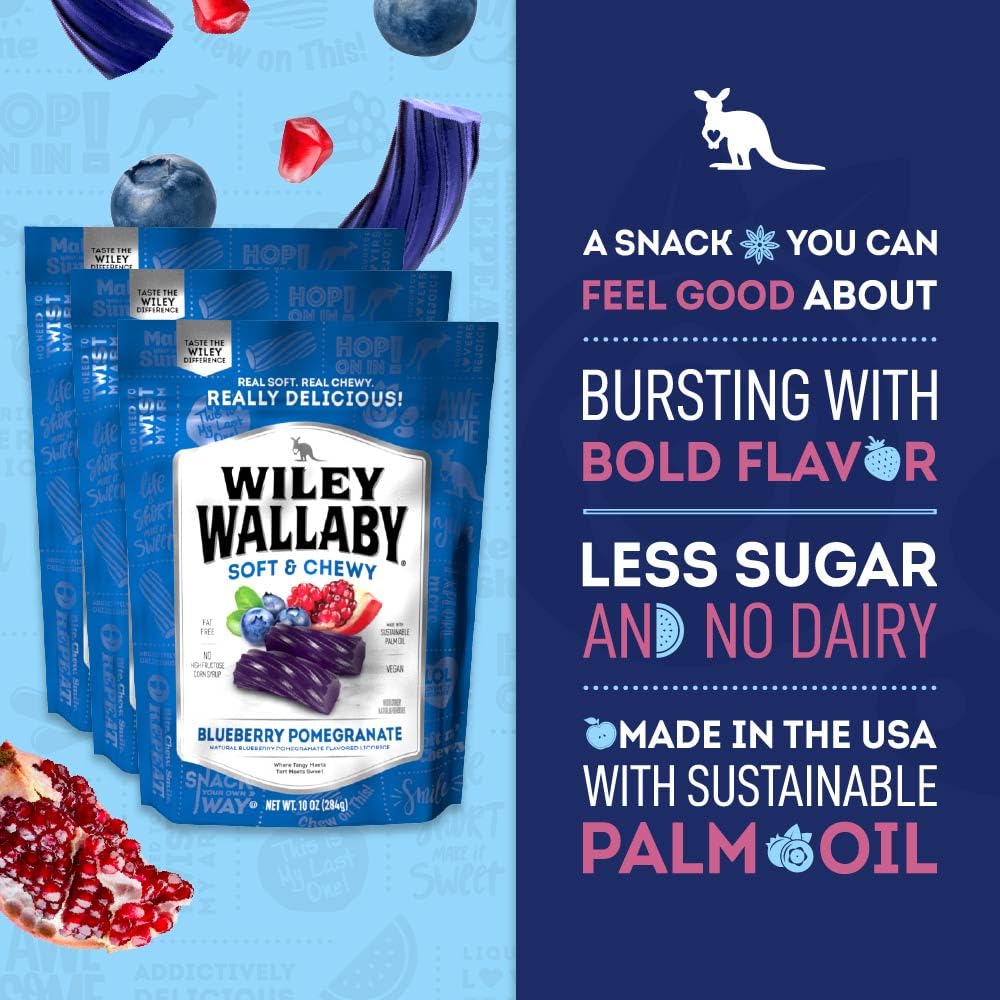 Wiley Wallaby resealable bag preserves licorice freshness for movie nights or travel.