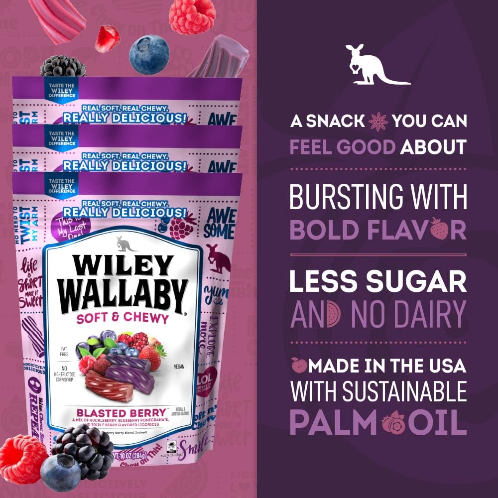 Wiley Wallaby resealable bag keeps licorice fresh and easy to grab on the go.