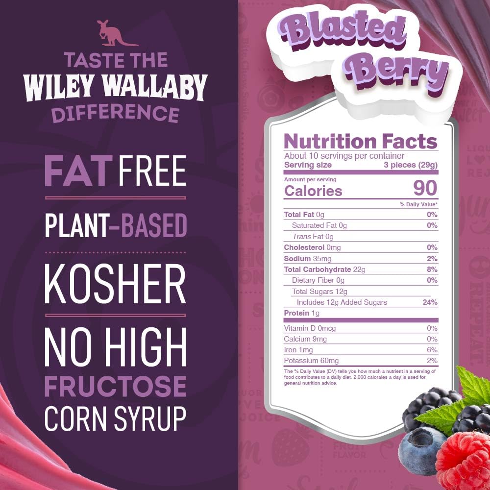 Wiley Wallaby soft-chewy licorice texture provides a satisfying bite for snacking.