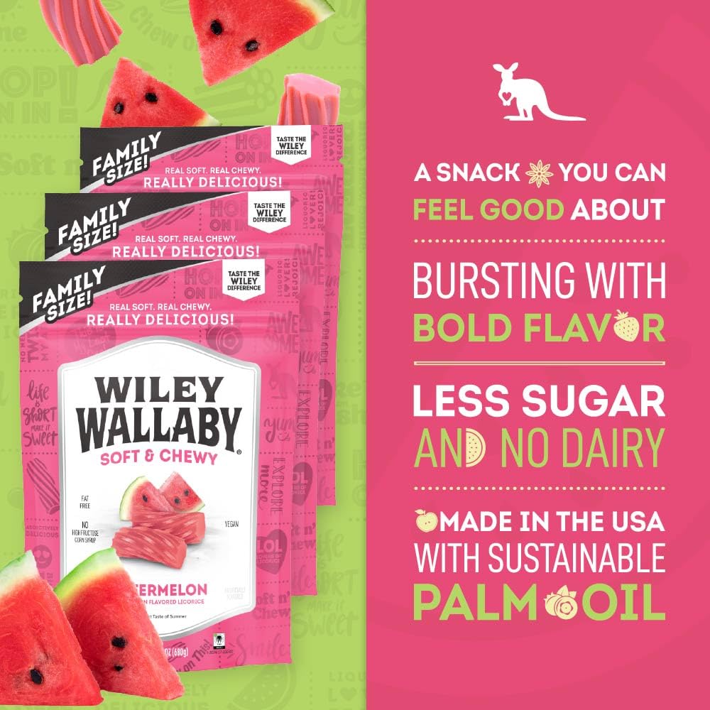 Wiley Wallaby soft-chewy licorice texture invites relaxed snacking moments.