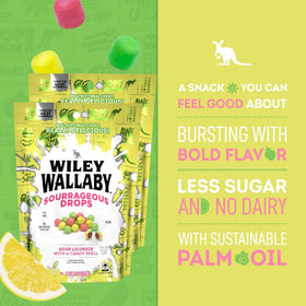 Wiley Wallaby Sourrageous Drops sour crunch coating showcases textural excitement for candy lovers