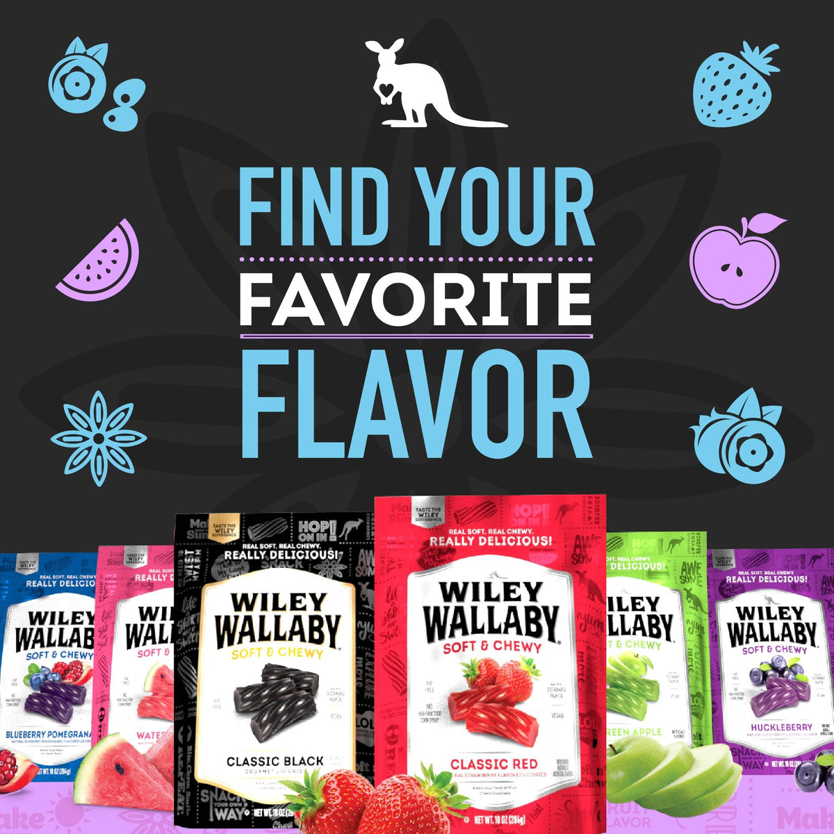 Wiley Wallaby Variety Candy—assorted flavors for playful candy adventures.