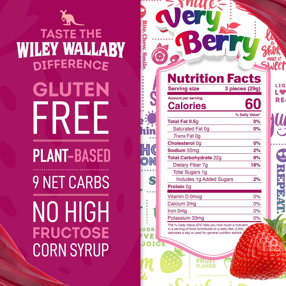 Wiley Wallaby Very Berry Licorice Twist, gluten-free vegan treat with natural flavors