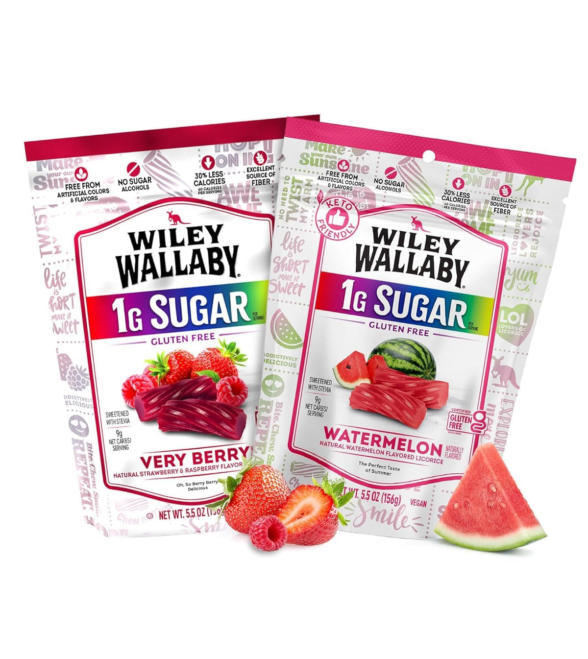 Wiley Wallaby Watermelon Licorice Twist, fruity bite with low sugar for guilt-free snacking