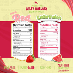 Watermelon and strawberry licorice close-up, highlighting soft, chewy texture