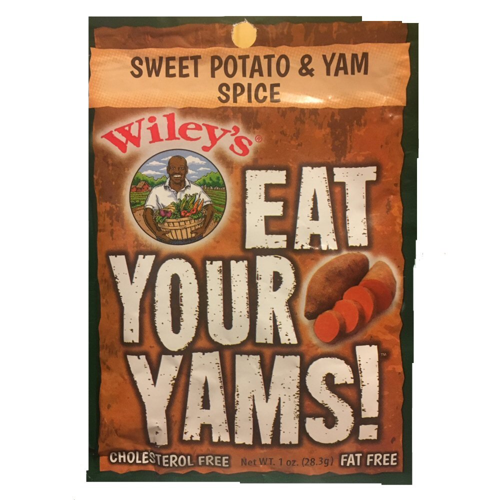 Wiley's Sweet Potato & Yam Spice being sprinkled on baked yams for extra warmth