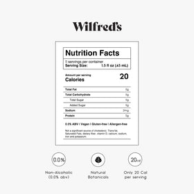 Wilfred's botanical distillates closeup emphasizes natural ingredients for depth.