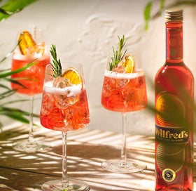 Wilfred's orange-rosemary-rhubarb closeup highlights zesty citrus with aromatic herbs.