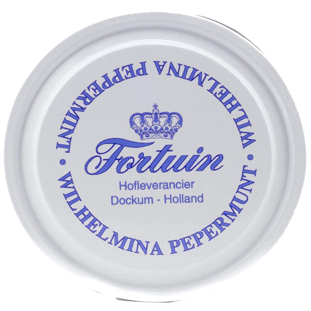 Gift-ready Wilhelmina Fortuin tin on display, ideal for holidays or special occasions.