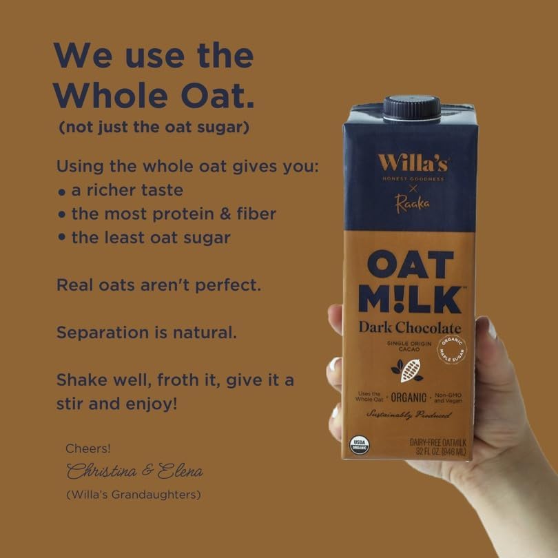 Willa's Barista Oatmilk foam demonstrates dairy-free latte creamer with plant protein.