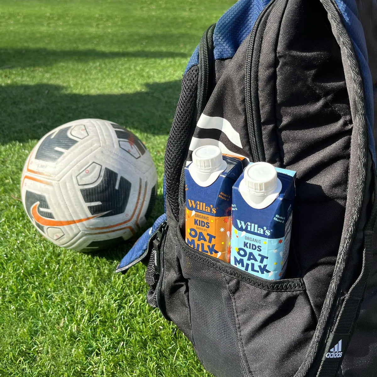 Dairy-free, allergen-friendly Willa's Oat Milk carton suitable for school lunches.