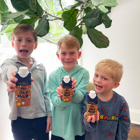 Calcium fortified Willa's Kids Chocolate Oat Milk with DHA Omega-3s for development.