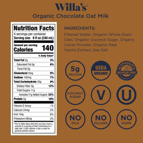 Willa's Oat Milk Mocha in glass emphasizes rich flavor and smooth texture.