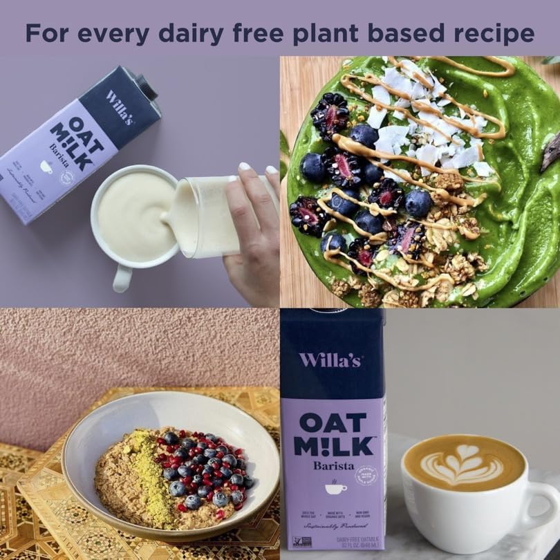 Willias Organic Oat Milk used in cereal for lactose-free breakfast
