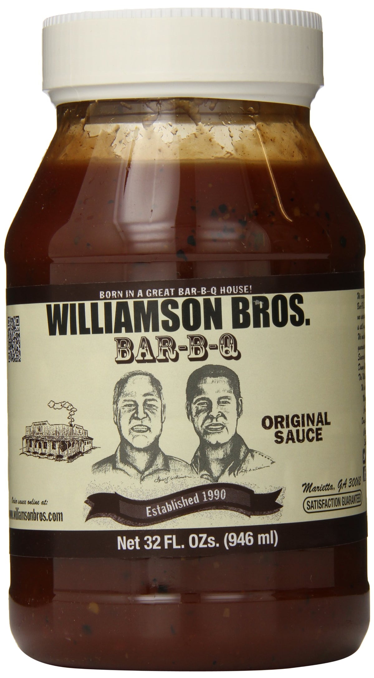 Williamson Bros Bar-B-Q Sauce Original bottle 32oz ready for grilling and dipping